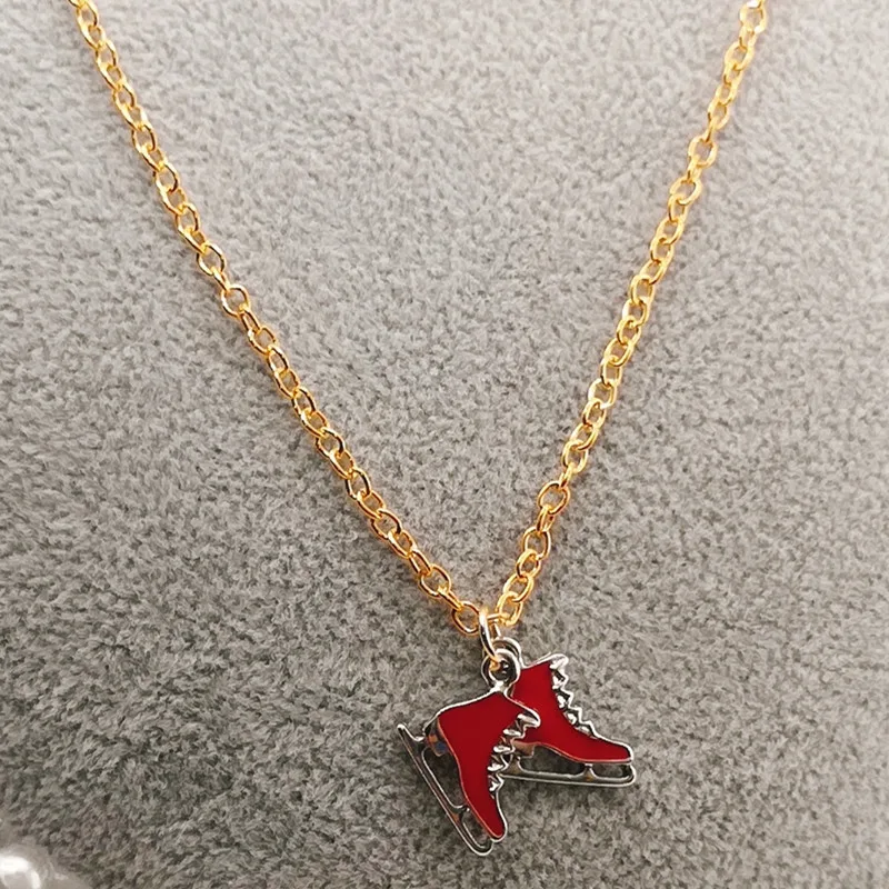 3D скейтборд ожерелье с обувью и белой эмалью в виде красный Мужская цепочка