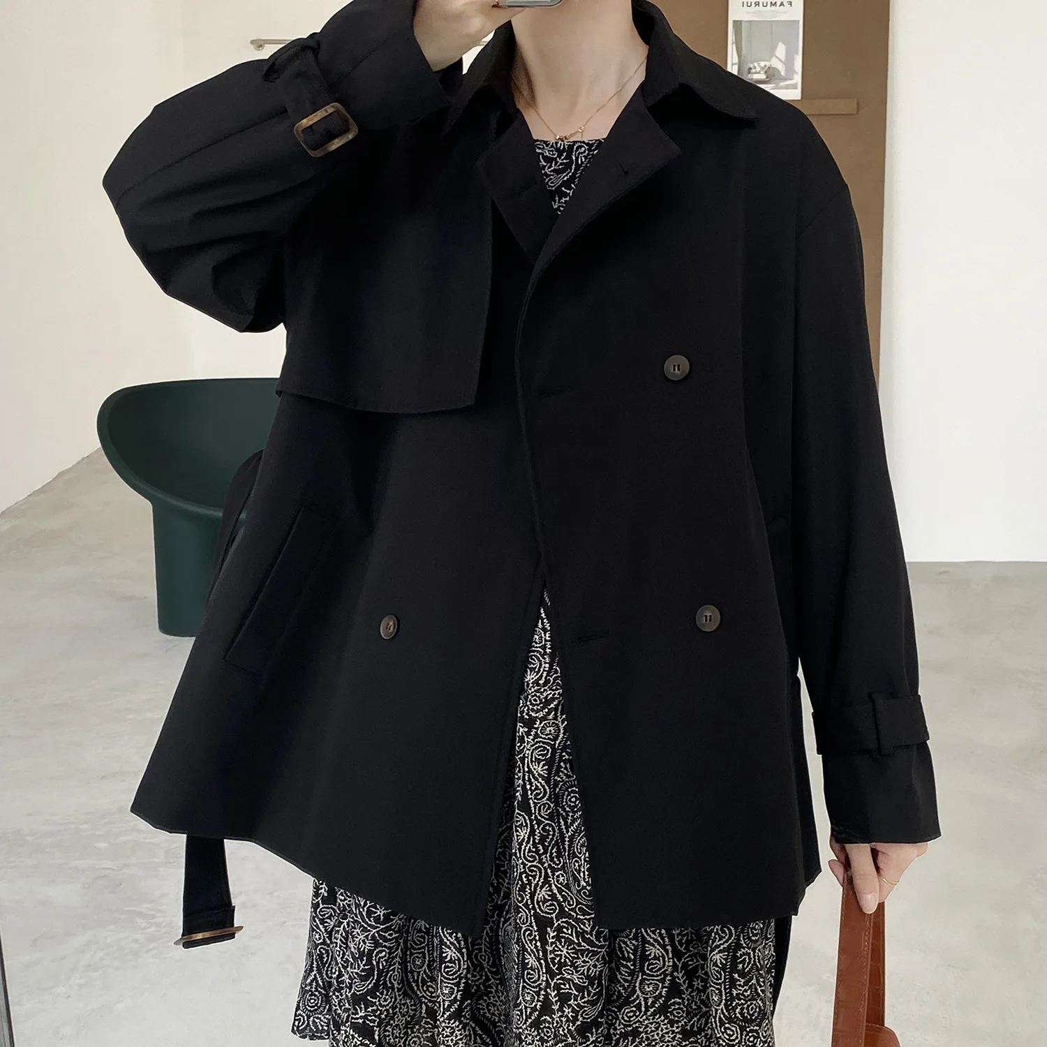 

2021 Spring Autumn New Office Lady Classic Style Lace-up Long Sleeve Trench Coats Female Single Button Solid Jacket outerwear