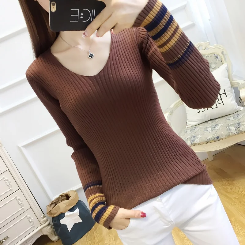 

2020 Autumn Winter Sweaters Women Fashion Warm Pullover Women Knitted Sweater Female V-Neck Long Sleeve Loose Sweater Knitted