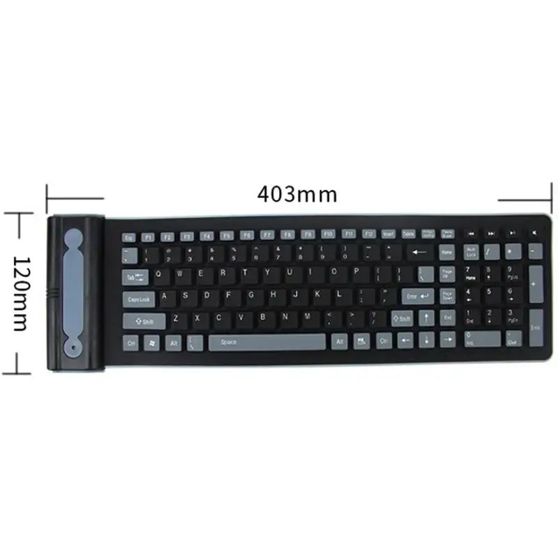 

Portable Silicone 2.4 G Wireless Washable Keyboard for PC Tablet Laptop Computer Waterproof for Business Travel w/USB Receiver