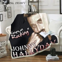 johnny hallyday 3d blanket for beds hiking picnic thick quilt fashionable bedspread fleece throw blanket adults kids 04