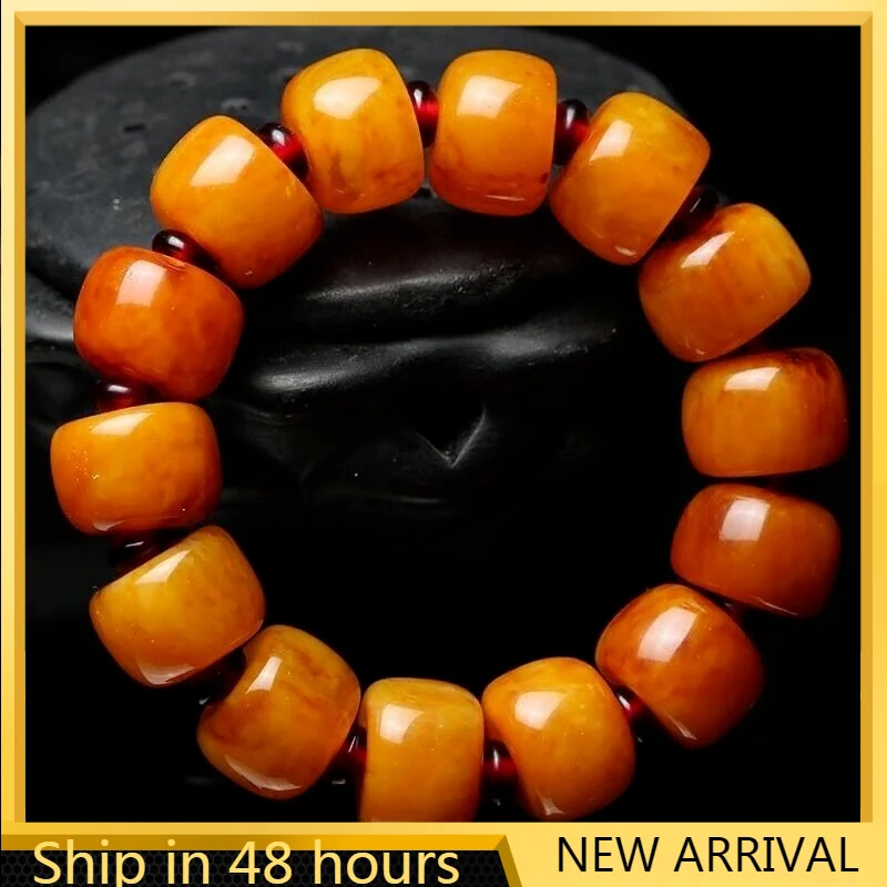 

Beeswax Necklace Barrel Bead Universal Bracelet Chicken Oil Yellow Amber Bracelet Wholesale Charm Bracelet Bracelets for Women