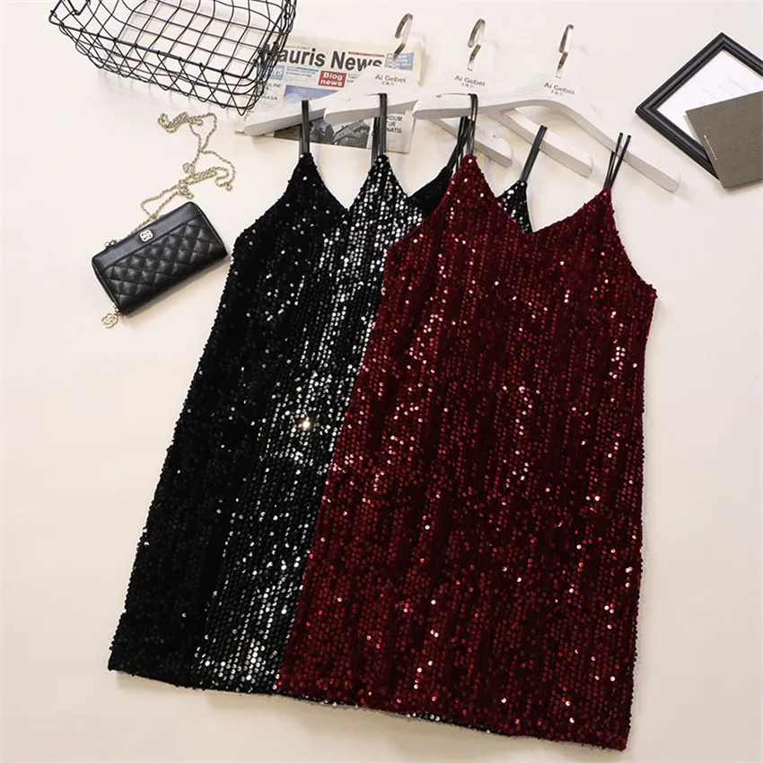 

Новинка 2022, женское платье на бретельках с блестками, женские платья без рукавов, сексуальное вечернее платье на бретельках, платья, нижнее ...