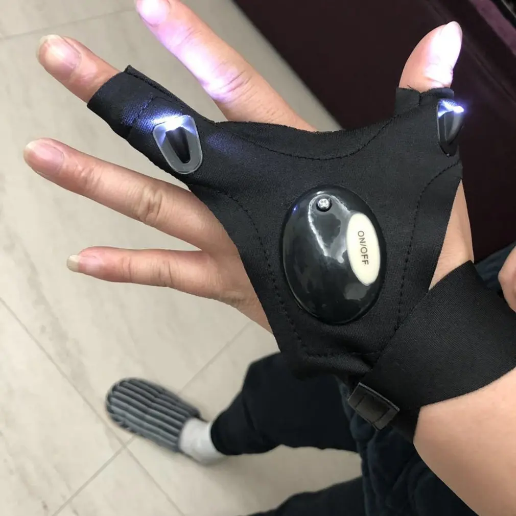 Светодиодный светильник вспышка перчатки Ночной без пальцев для ремонта рыбалки