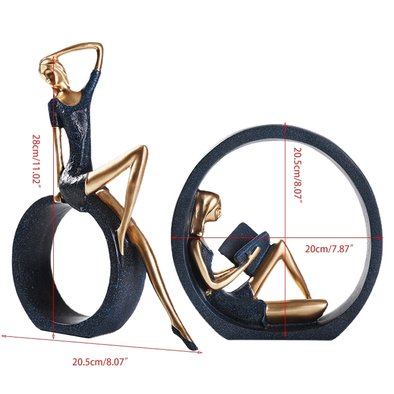 

2Pcs Abstract Resin Yoga Girl Statue Art Character Craft Ornament Bedroom Decoration European Character Ornaments Home Drop ship