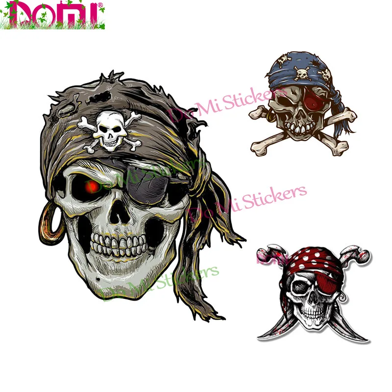 

DO4.8CM*15M Personality Pirate Skull Jolly Roger Retro-reflective Car Sticker Windshield Bumper Racing Laptop Trunk Decals