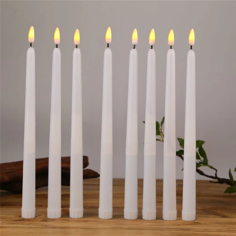 Yellow light B 12 шт. теплый белый Аккумулятор Светодиодные тонкие свечи, 11 дюймов пластиковые беспламенные декоративные поддельные электрические Свадебные свечи для Хэллоуина - Цвет: Yellow light B