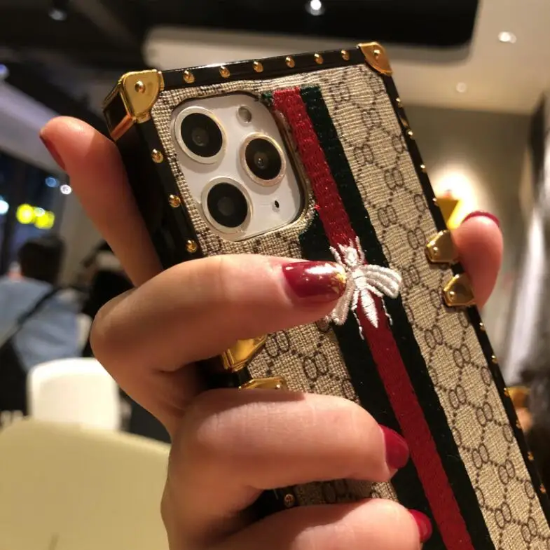 Fashion mobile phone case luxury square embroidery rose flower For iphone 6s 7 8 xr xs 11 pro max shatter-resistant shell | Мобильные