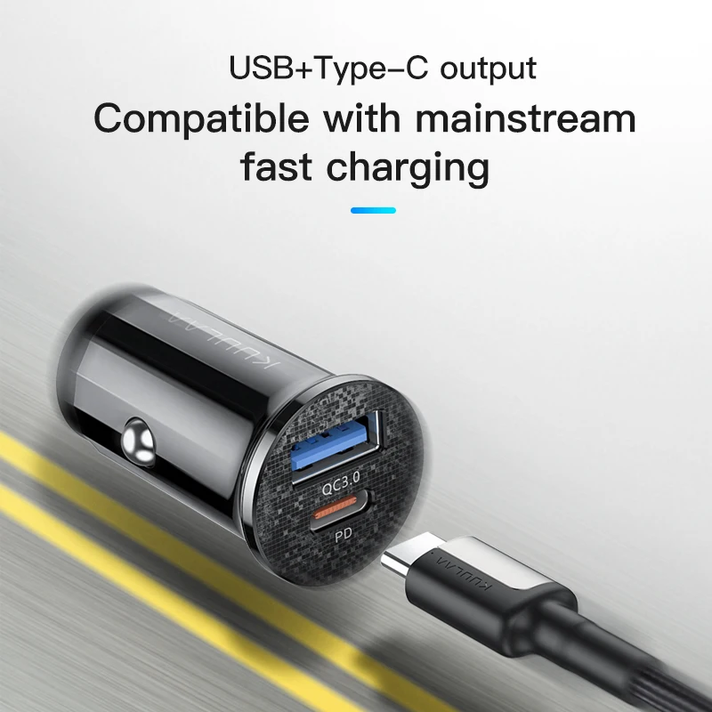 kuulaa mini dual usb car charger 48w portable qc3 0 pd3 0 fast charging for cars type c for samsung s10 9 huawei xiaomi iphone free global shipping