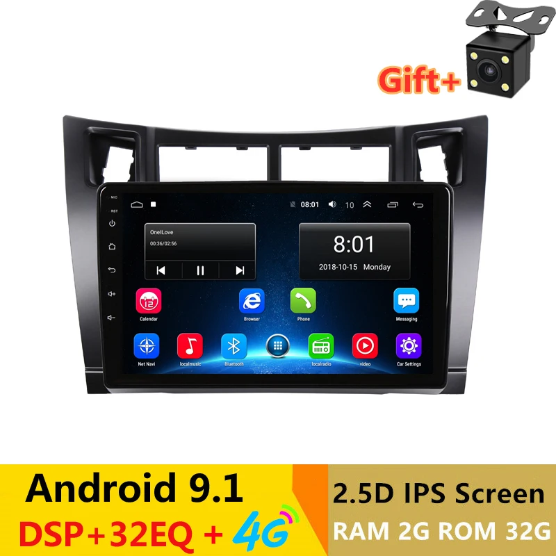 Автомагнитола 9 &quot 2 Гб ОЗУ 32 ПЗУ Android DVD GPS для Toyota YARIS 2004 2005-2010 2011 головное