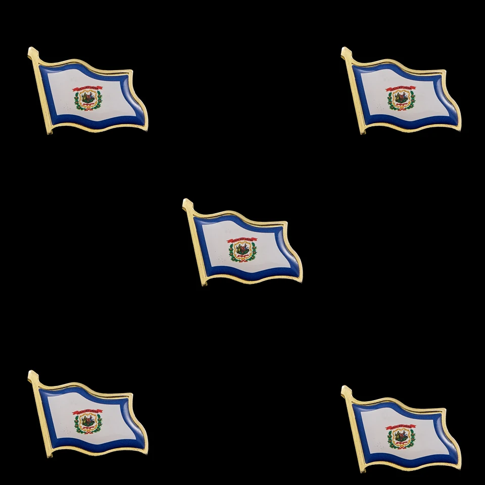 

5PCS American West Virginia Mountain State Flag Lapel Pin& Badge Patriotism Pride Pins