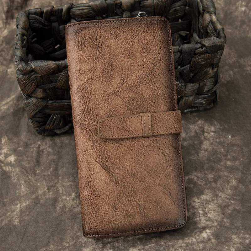 Мужской Длинный кошелек из натуральной кожи мужской с застежкой-молнией и