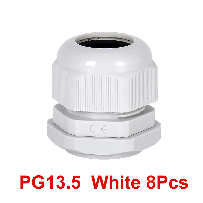 PG13.5 White 8Pcs PG нейлоновый кабельный ввод пластиковый Электрический провод водонепроницаемый соединительный кабель IP68 PG7 PG9 PG11 PG13.5 PG16 PG19 4-50 мм Gram Head CE - Цвет: PG13.5 White 8Pcs
