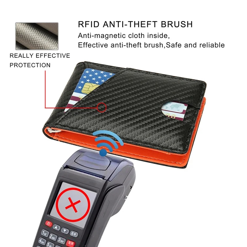 Rfid Carbon Fiber Men Wallets Money Bags Luxury Brand Fashion Slim Thin Card Holder Wallet Short Male Purses Small Black Walet | Багаж и