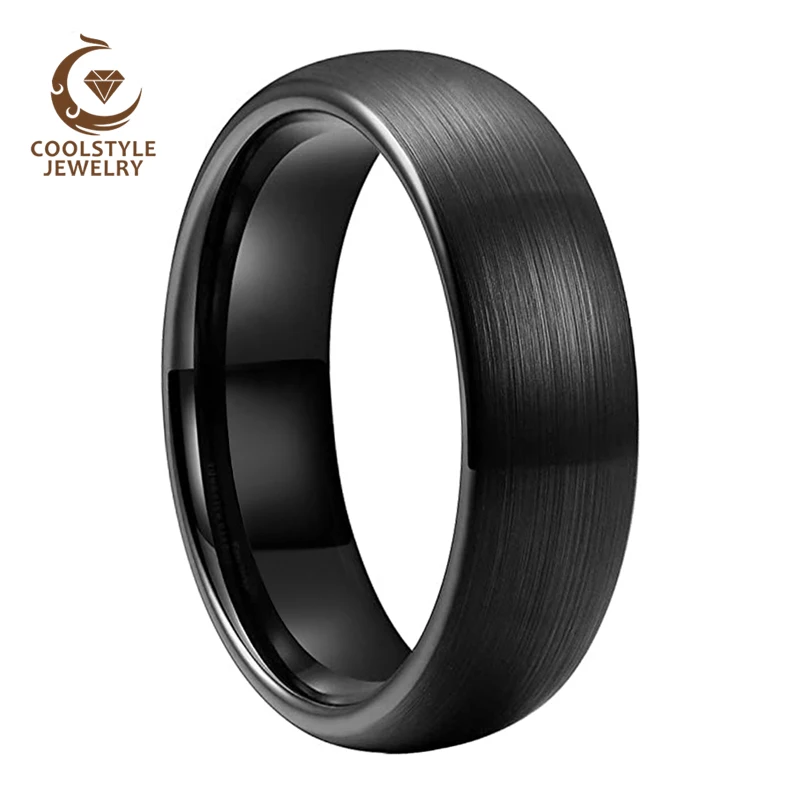 Обручальное кольцо 6 мм 8 из черного вольфрама обручальное для мужчин и женщин с