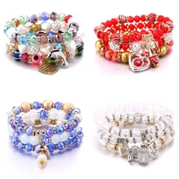 2022 hot 3pcs high quality fashion beaded bracelet natural stone resin beads bangle stretch charm for women men luxury jewelry