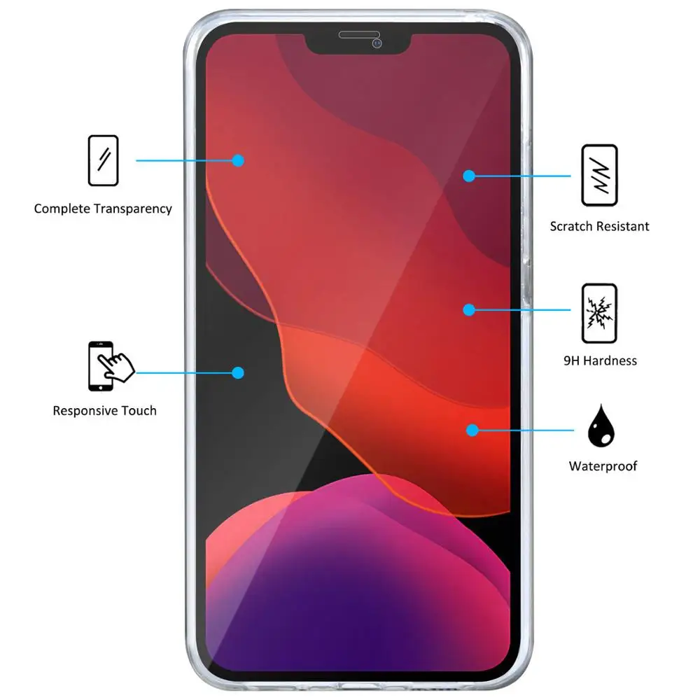 Прозрачный чехол с полным покрытием 360 градусов для iPhone 11 Pro Max 8 7 6 6s Plus прозрачный