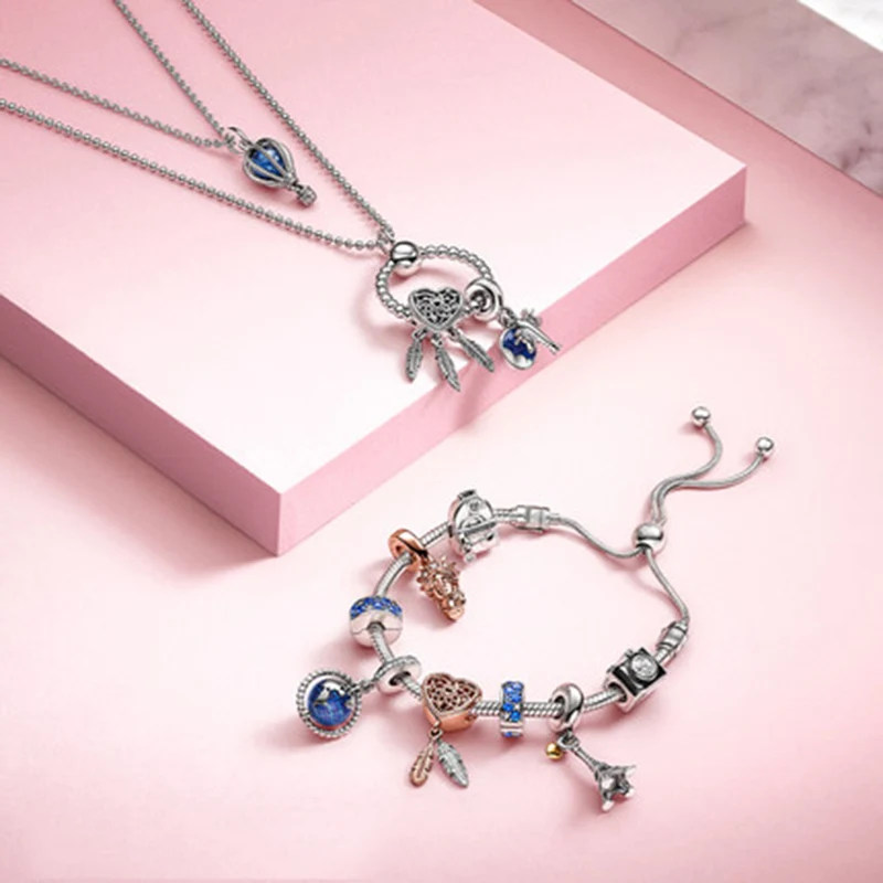 

925 Sterling Silver 2020 New Arrival Autumn Medium Beaded O Pendant Charm Fit Original Pan Charm Necklace Jewelry Gift