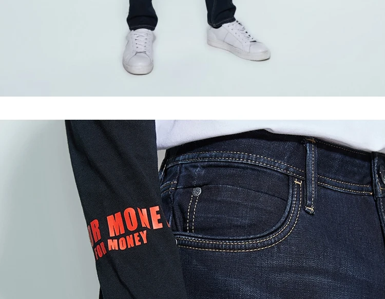JackJones мужские зимние хлопковые Стрейчевые джинсы, теплые джинсовые штаны, мужская одежда 219332587
