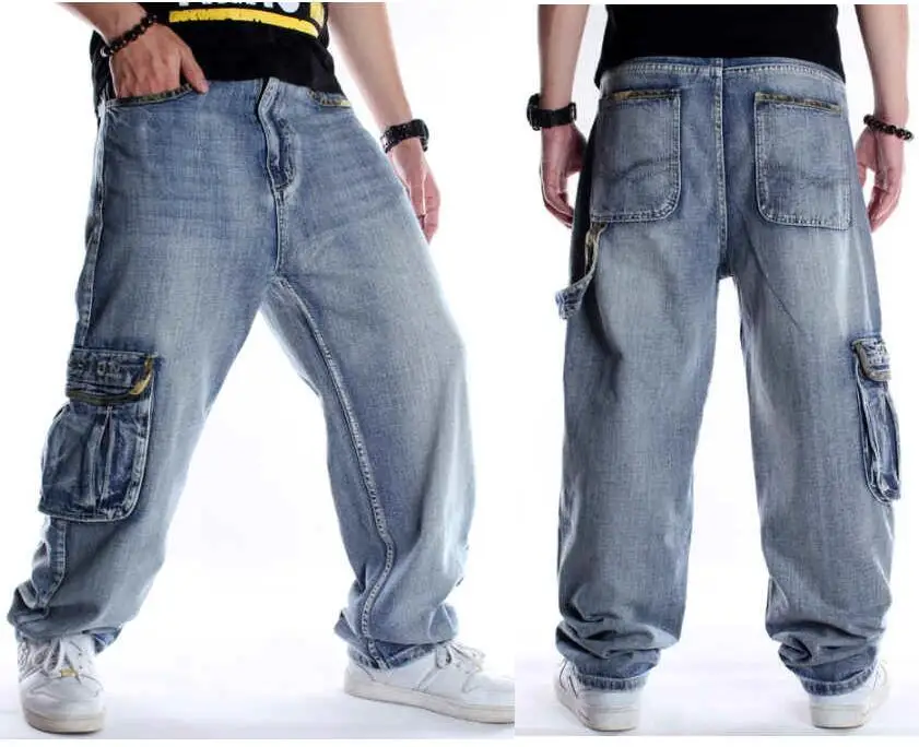 Multiple Styles Jeans Men Street Dance Jeans Hip Hop Embroidery Loose Board Jeans Personality Male Skateboard Jeans 30-46