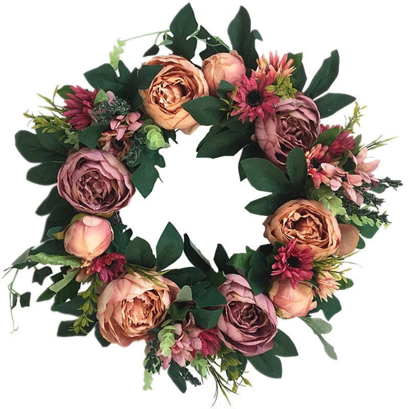 

13in Welcome-Hello Sign Wreaths for front Door Handcrafted Wreath for Home Decor N1HA