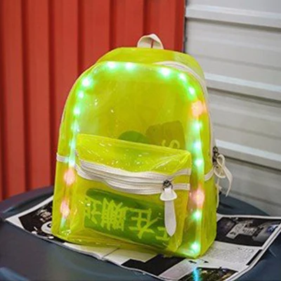 Green Новая модная женская прозрачная пляжная сумка из ПВХ, индивидуальный светлый рюкзак, креативный милый студенческий рюкзак - Цвет: Green