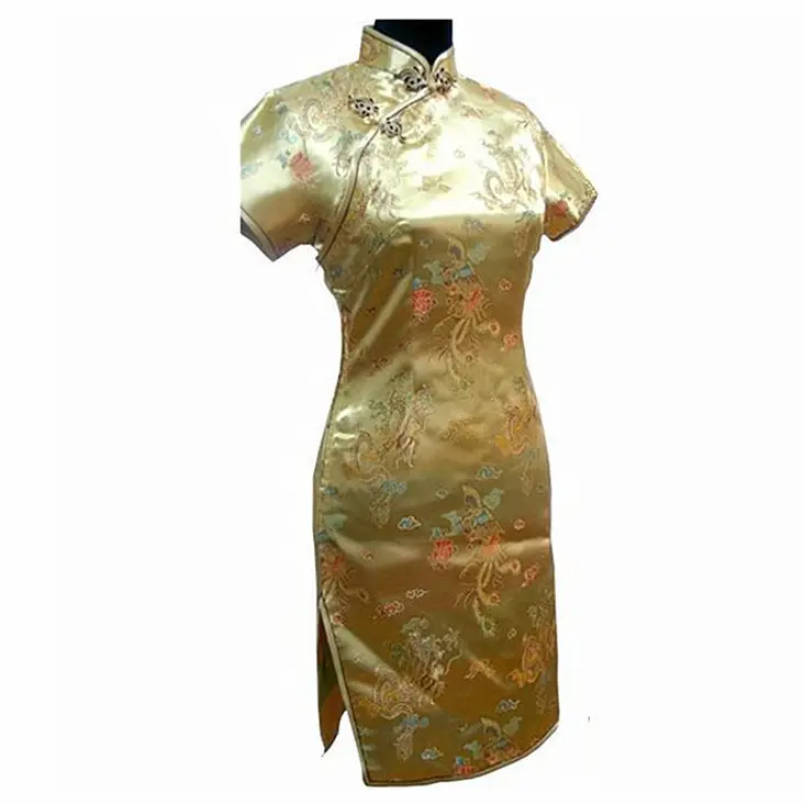 Vintage Chinese style Mini Cheongsam New Arrival Women's Satin Qipao Red Summer Sexy Party Dress Mujer Vestidos S-6XL