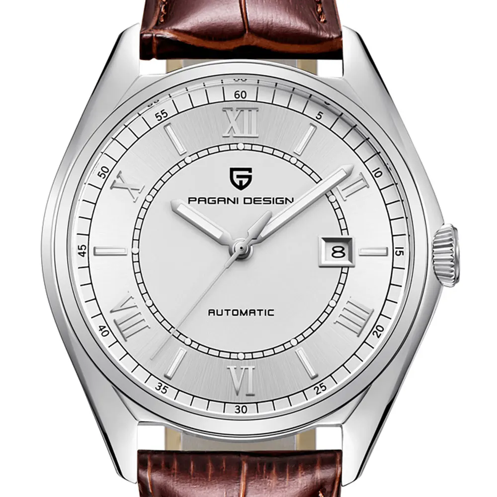 Часы Pagani design Мужские механические с белым циферблатом роскошные светящиеся