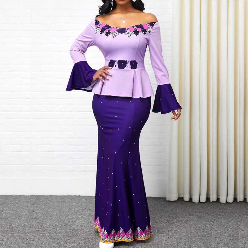 

Fashion Print Dashiki Dresses For Women 5XL Plus Size Ankara Long Dresses Patchwork Ethnic 2021 New Clothes Robe Africaine Femme