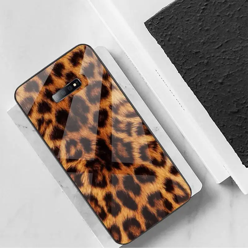 

Leopard cheetah skin print Phone Case Tempered glass For Samsung S6 S7 edge S8 S9 S10 e plus note8 9 10 pro