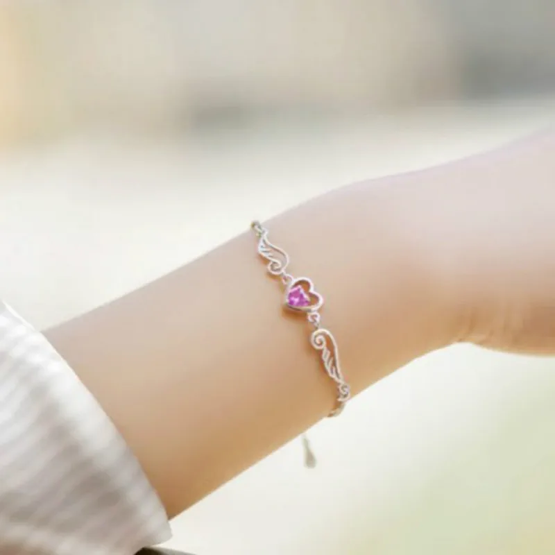 Женский браслет из серебра 100% пробы с подвесками и кристаллами | Украшения