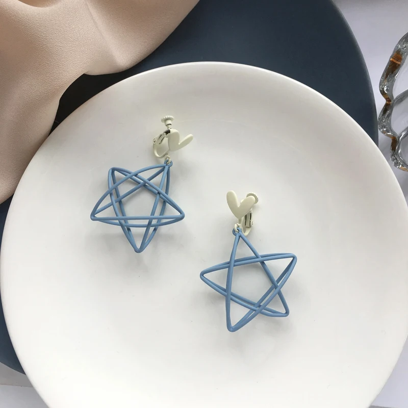 Модные ювелирные изделия S925 большие синие серьги капли в форме звезды новый