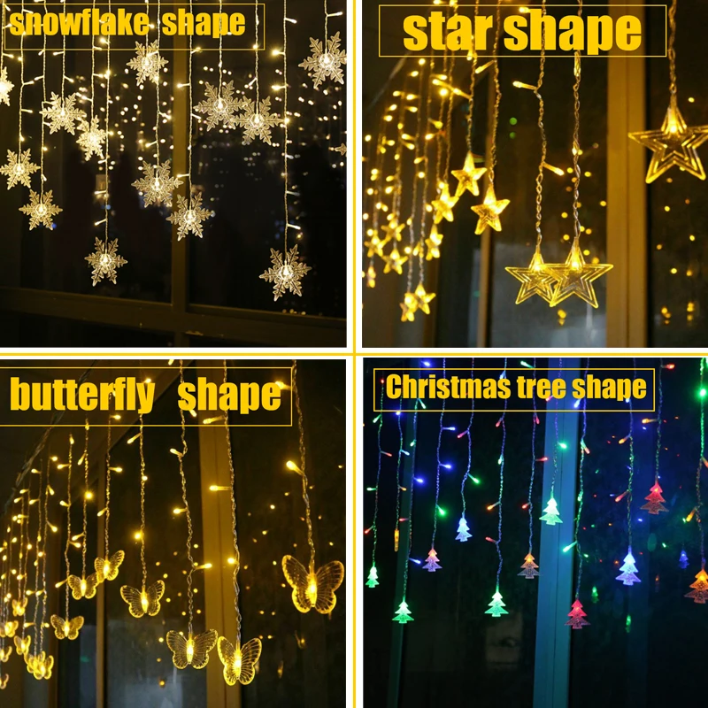 СВЕТОДИОДНАЯ Гирлянда в виде сосулек с подключением Рождественский шнурок для