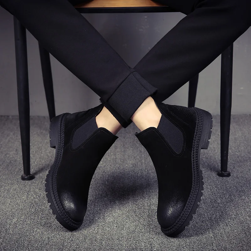 Мужские Роскошные Модные ботильоны обувь из мягкой кожи без шнуровки уличные