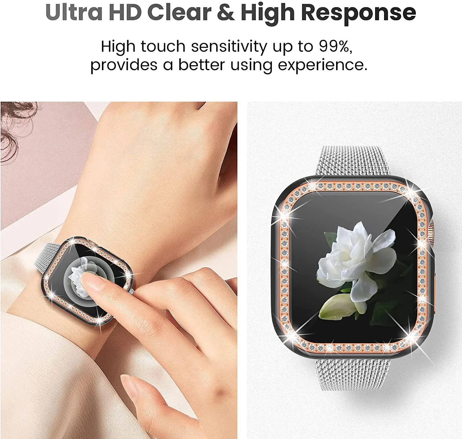 Шикарное стекло + крышка для Apple Watch чехол 40 мм 44 42 38 iWatch Φ Защита экрана iwatch series 3 4 5 6