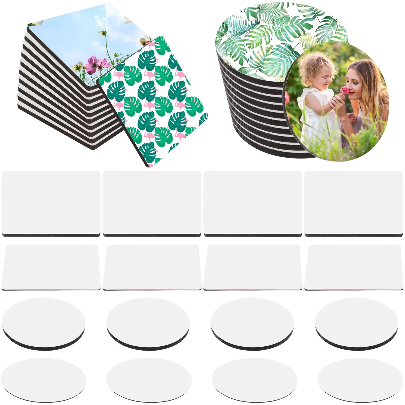 

20 Pieces Sublimation Blank Refrigerator Magnets DIY Heat Transfer Fridge Magnet Refrigerator Sticker Creative Sublimation Gift