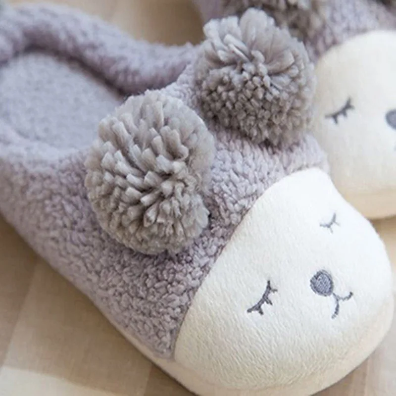 Женские тапочки сезон осень зима милые теплые домашние из овечьей шерсти с