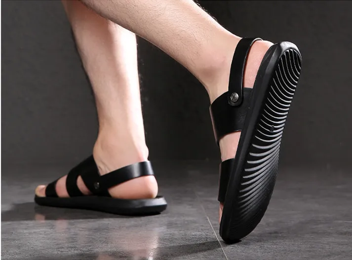 Сандалии мужские из телячьей кожи модные но функциональные Классические