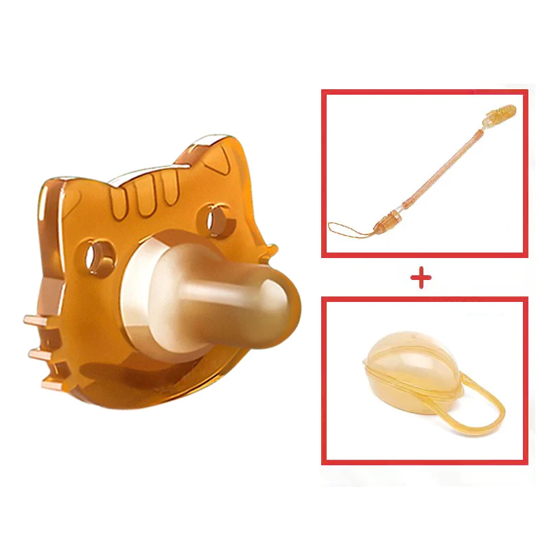 

Wecute Newborn Baby Pacifier Imitation Breast Nipple Baby Soft Silicone Includes Storage Box and Nipple Chain Two Types Gift