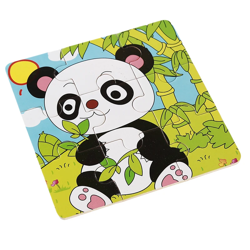 Новый деревянный пазл с 9 ломтиками Мультяшные животные транспортное средство