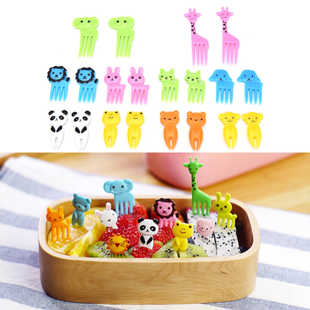 

6/10pcs/pack Sea Animal Farm Fruit Fork Mini Cartoon Children Snack Cake Dessert Pick Toothpick Bento Lunches Party Decoration