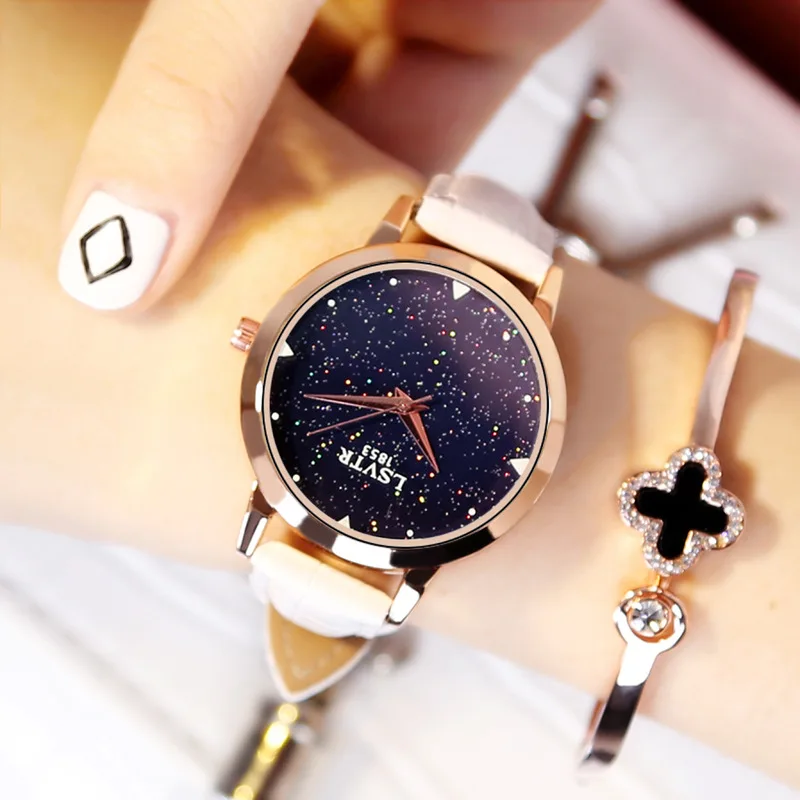 Роскошные женские часы звездного неба элегантные блестящие Кварцевые с