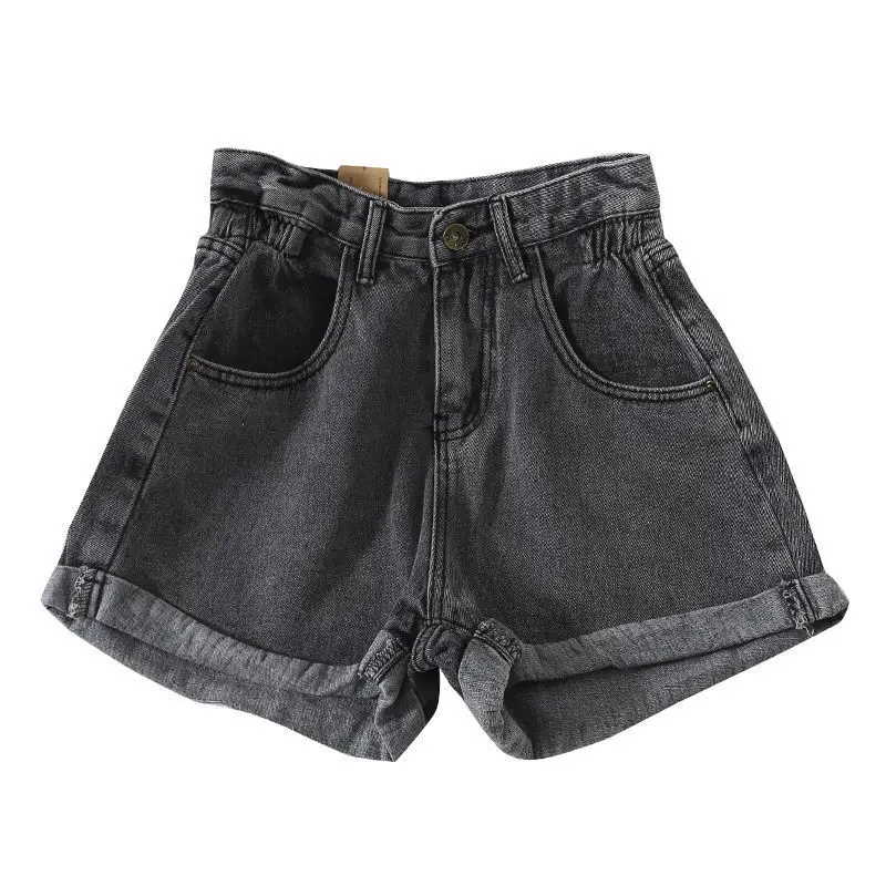 

Women High Waist Loose Wide Leg Pants Denim Shorts2020 Summer All-match Curling Casual Hot Pants Women