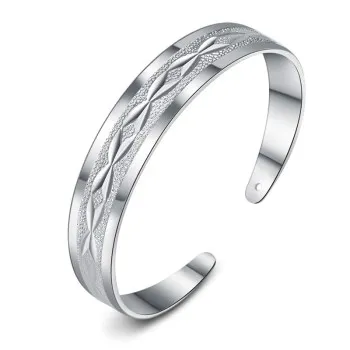 

Cross Opening Silver Plated Bracelet Women Fashion Bracelet Frosted Bracelet Jewelry Z79