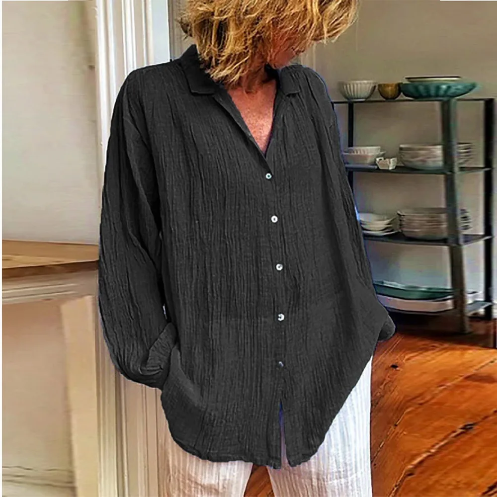 

2021 women's cotton and linen shirt multicolor loose cardigan single-breasted shirt woman blouses women casual tnicas mujer