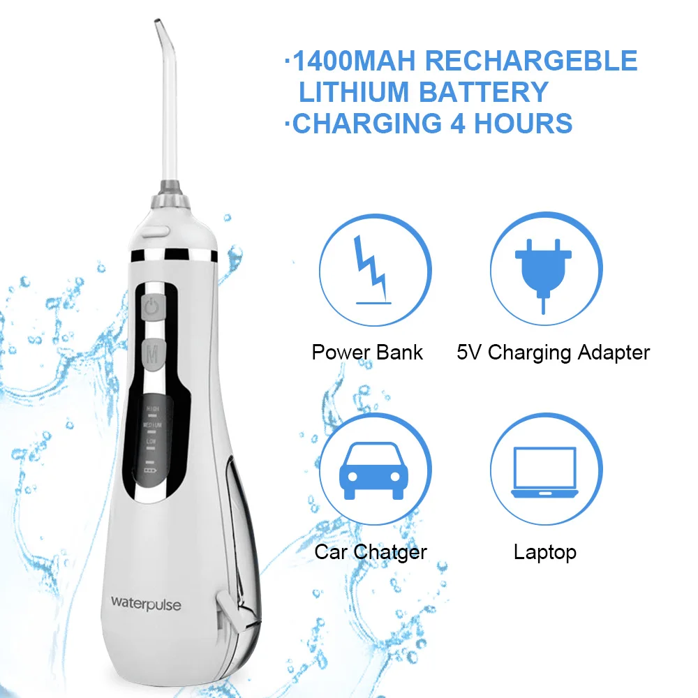 Waterpulse V500 USB Перезаряжаемый ирригатор для полости рта портативный беспроводной