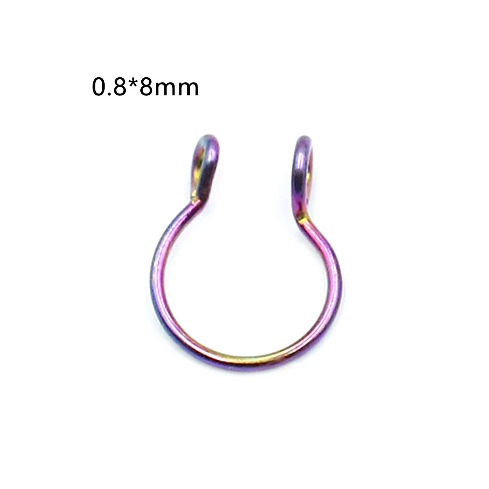 Colorful 1 шт. сталь 20 г изящный искусственный нос кольца поддельные филигранные кольца обруч Nostril Имитация пирсинга пенсне кольца биофлекс пирсинг ювелирные изделия - Окраска металла: Colorful