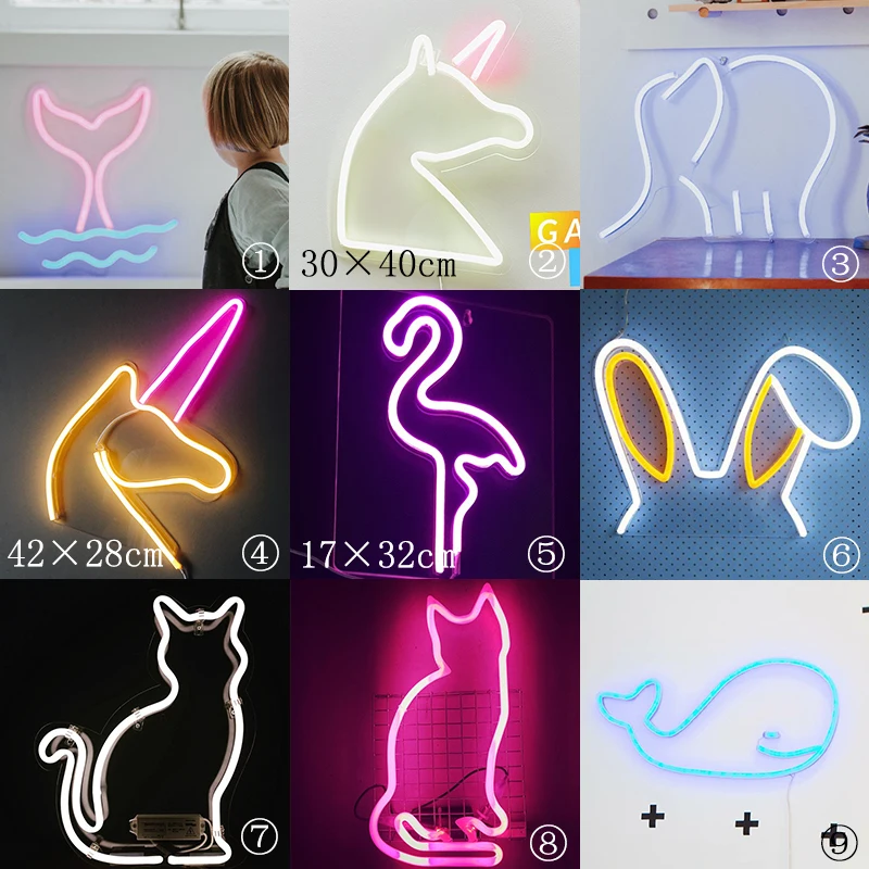 Зеленый Lanpulux 3D светодиодный ночник с изображением животных, оленей, кошек, летучей мыши, Луны, снежинок, колокольчик, моделирующий неоновый светильник с USB батареей, декоративный светильник для спальни - Испускаемый цвет: Зеленый
