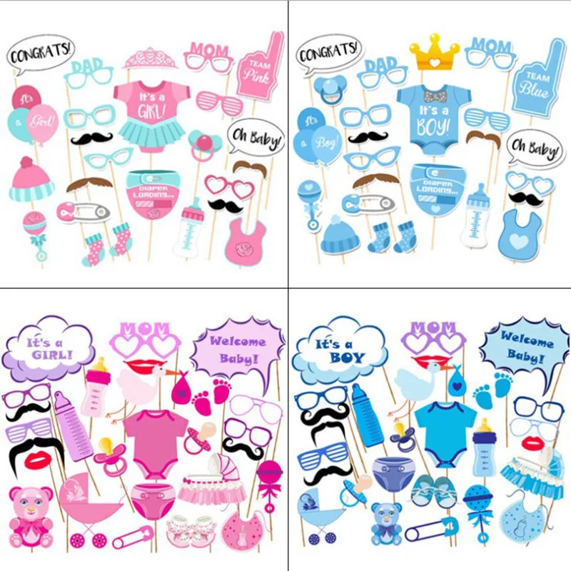 

AVEBIEN 27pcs Photobooth Props Happy Birthday Dress Decoration Mask Festival Party Baby Shower Event Party Supplies Photo Booth