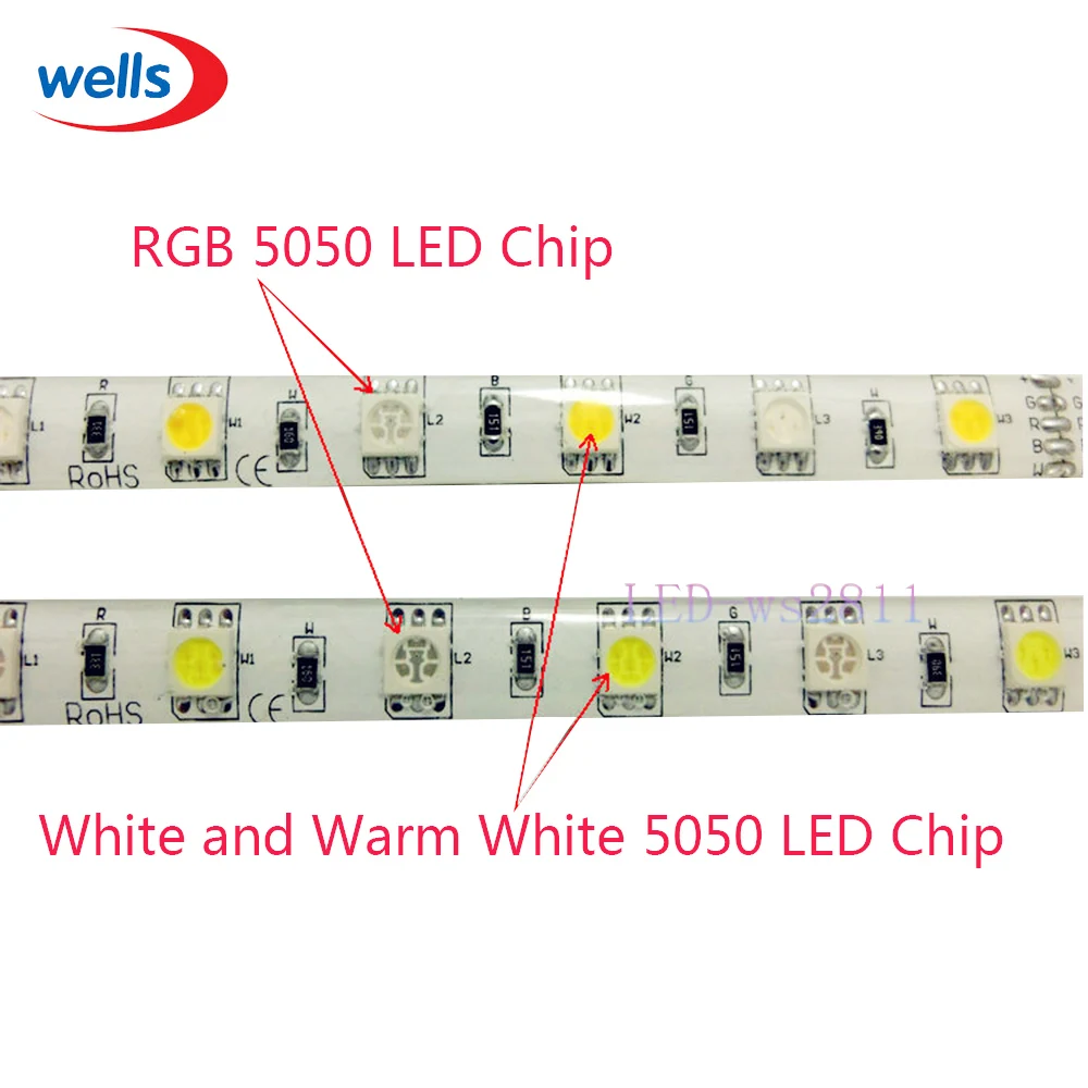 DC12V 5 м 60 светодиодный/m RGBWW RGBCW IP30/IP65/IP67 300 светодиодный S SMD 5050 смешанный цвет 5pin RGBW RGB